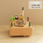 Wooden music box, creative home gift, children's birthday gift, carousel, handmade solid wood gift