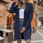 2026 Autumn/Winter New Arrival - Solid Color Women's Knitted Top, Cable Knit Sweater, Cardigan, Loose Pocket Coat