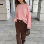 2026 Autumn/Winter New Style Faux Mink Cashmere Loose Round Neck Sweater for Women, Soft Knitted Pullover, Hot Selling Across Borders