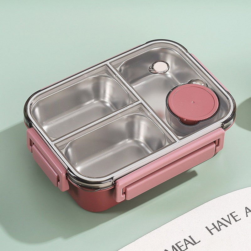High-quality stainless steel divided lunch box, stylish plastic lunch box for students, salad box, microwaveable bento box for office workers.