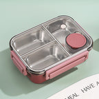 High-quality stainless steel divided lunch box, stylish plastic lunch box for students, salad box, microwaveable bento box for office workers.