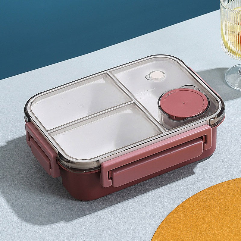 High-quality stainless steel divided lunch box, stylish plastic lunch box for students, salad box, microwaveable bento box for office workers.