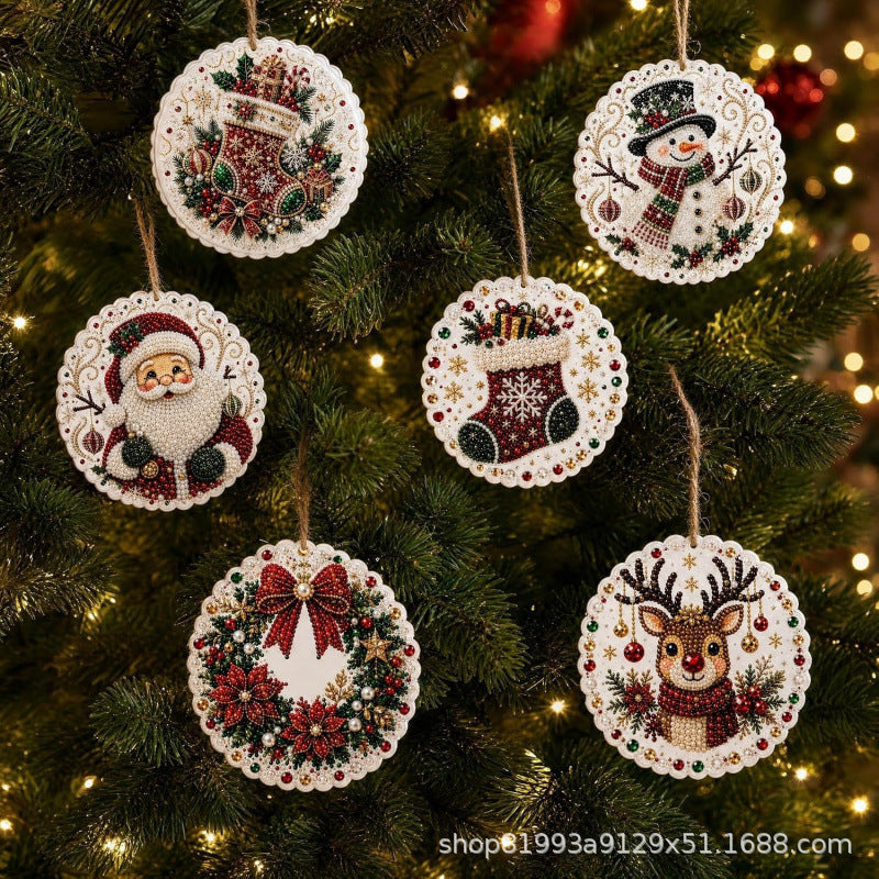 6PCS Christmas Wooden Ornaments