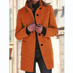 2026 Autumn/Winter Women's Clothing New Arrival Solid Color Button Stand Collar Woolen Coat