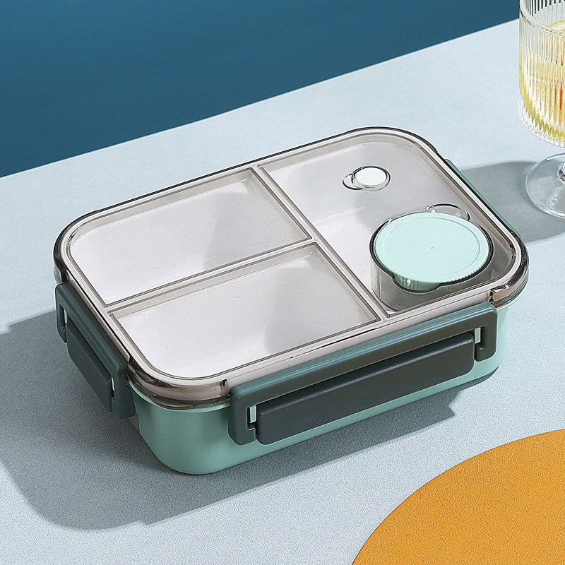 High-quality stainless steel divided lunch box, stylish plastic lunch box for students, salad box, microwaveable bento box for office workers.