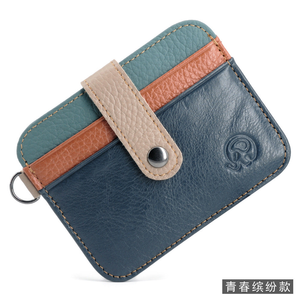 Small round elephant leather driver's license card holder, thin men's wallet/coin purse/short card holder, export style.