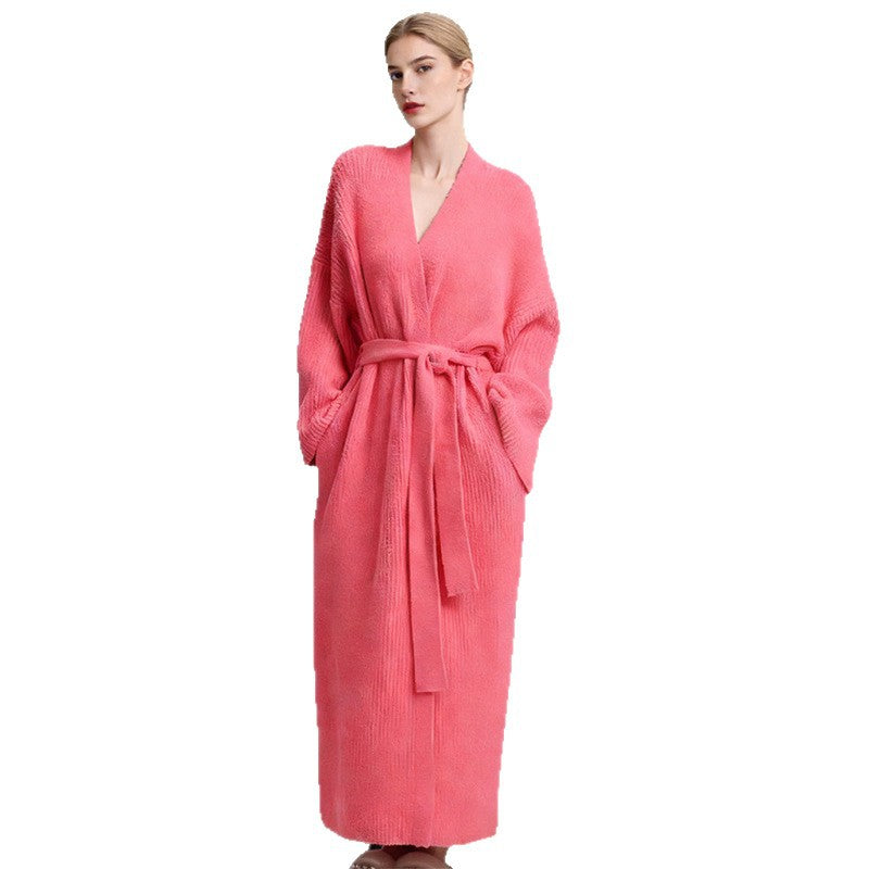 2026 Autumn/Winter New Solid Color Cardigan Robe/Bathrobe - Soft, Comfortable, Casual, Can Be Worn Out or At Home - Women's Clothing