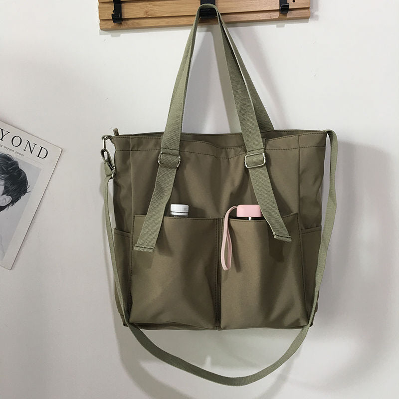 Waterproof bag large-capacity canvas bag Harajuku Japanese one-shoulder large bag college style