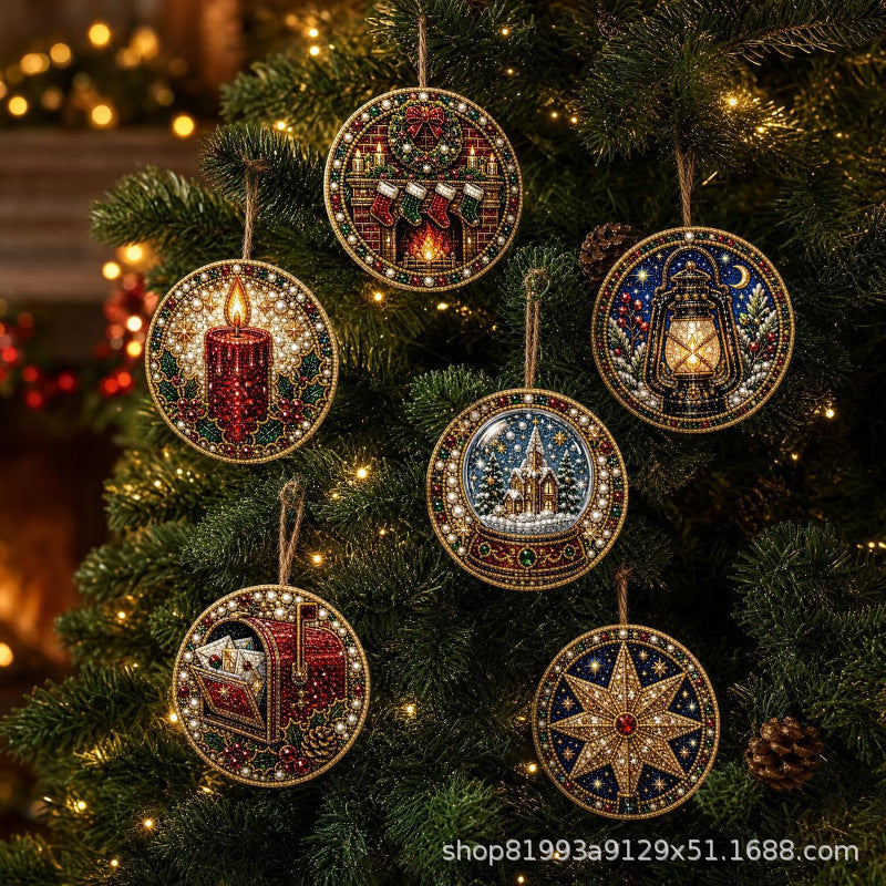 6PCS Christmas Wooden Ornaments