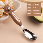 316 Cartoon Ingot Spoon Children's Stainless Steel Spoon Baby Feeding Spoon Cute Animal Spoon