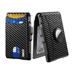 Bi-fold carbon fiber flip wallet, RFID anti-theft, stylish, large-capacity card holder with wallet and card compartment.