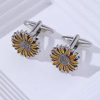 New cross-border style cufflinks, sunflower and chrysanthemum French style cufflinks, high-end dripping retro men's and women's shirt cufflinks