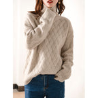 Women's turtleneck sweater, new autumn/winter 2026 style, thickened, Korean style, loose and relaxed knitted inner layer, wool base layer.