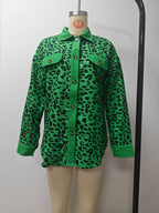 2026 Casual Style Cross-border Women's Clothing Autumn and Winter Fashion Leopard Print Button-down Long-sleeved Jacket