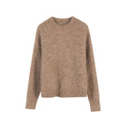 Exquisite and unwavering, G-quality niche alpaca wool crew neck sweater for women, 2026 autumn/winter, relaxed and loose knitwear.