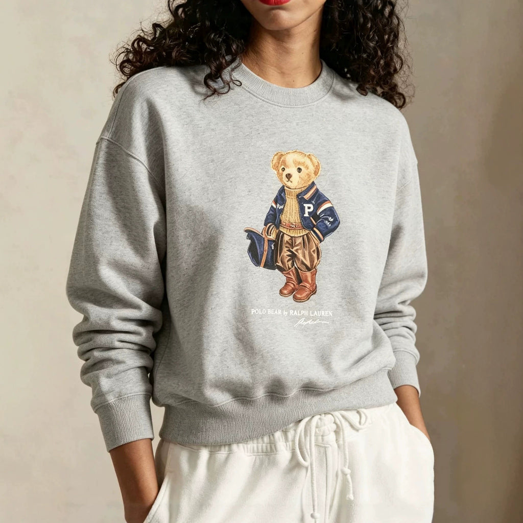 2026 Autumn/Winter Cross-Border Classic Cartoon Luggage Bear Print Casual Classic Hoodless Sweatshirt