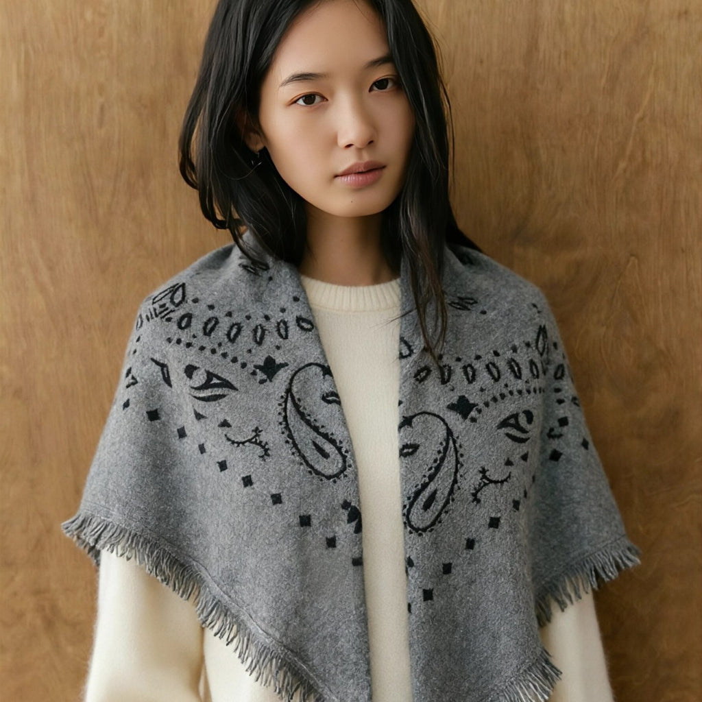 2026 New Style Cashmere Knitted Printed Square Scarf/Shawl - Spring/Summer, Warm in Air-Conditioned Rooms, Autumn/Winter, Stylish and Versatile Scarf