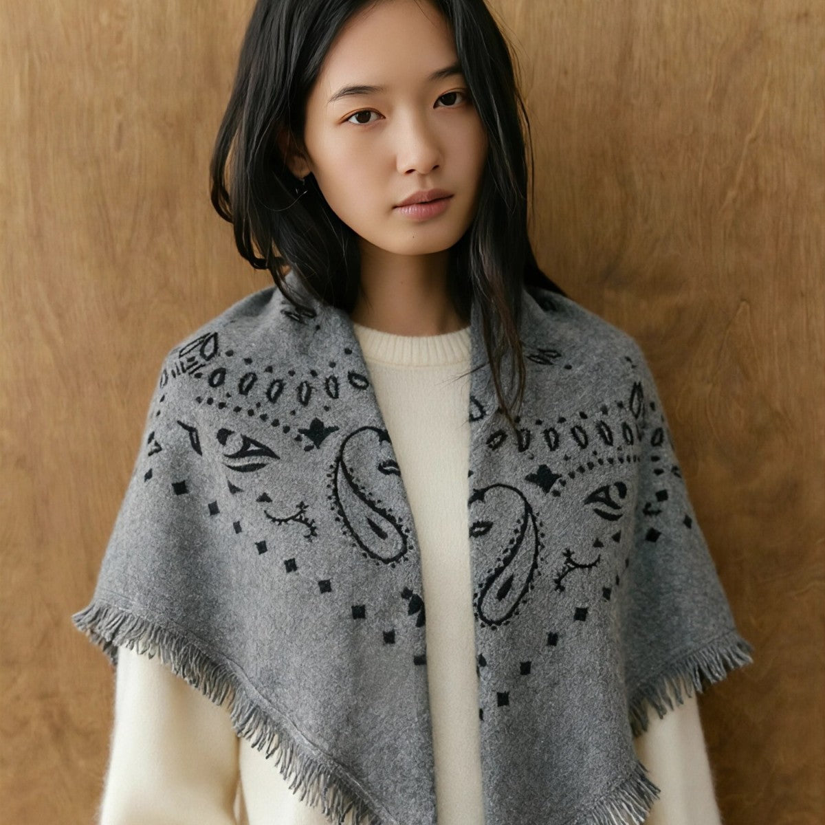 2026 New Style Cashmere Knitted Printed Square Scarf/Shawl - Spring/Summer, Warm in Air-Conditioned Rooms, Autumn/Winter, Stylish and Versatile Scarf