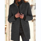 2026 Autumn/Winter Women's Clothing New Arrival Solid Color Button Stand Collar Woolen Coat