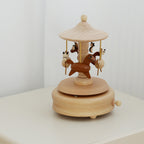 Wooden music box, creative home gift, children's birthday gift, carousel, handmade solid wood gift