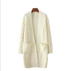 Women's Cross-Border Trade Sweater Coat 2026 Autumn/Winter New Korean Style Loose Cable Knit Solid Color Mid-Length Knit Cardigan