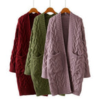 Women's Cross-Border Trade Sweater Coat 2026 Autumn/Winter New Korean Style Loose Cable Knit Solid Color Mid-Length Knit Cardigan