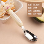 316 Cartoon Ingot Spoon Children's Stainless Steel Spoon Baby Feeding Spoon Cute Animal Spoon