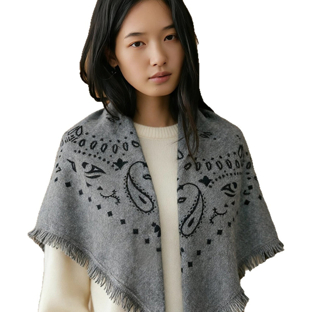 2026 New Style Cashmere Knitted Printed Square Scarf/Shawl - Spring/Summer, Warm in Air-Conditioned Rooms, Autumn/Winter, Stylish and Versatile Scarf