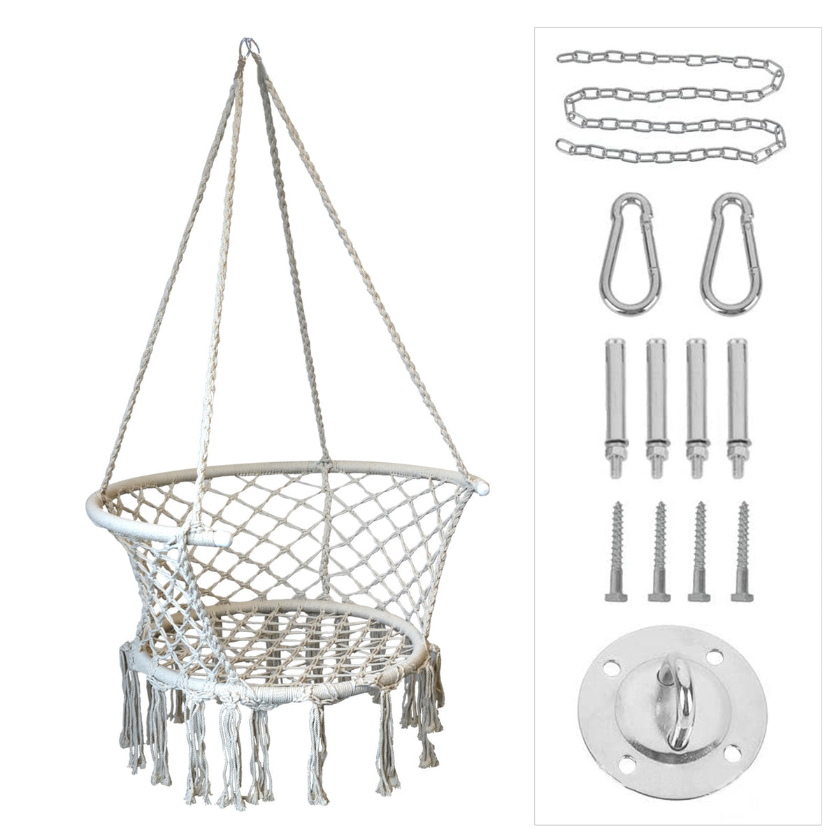 Nordic style tassel hanging chair hand-woven hanging basket cotton rope swing