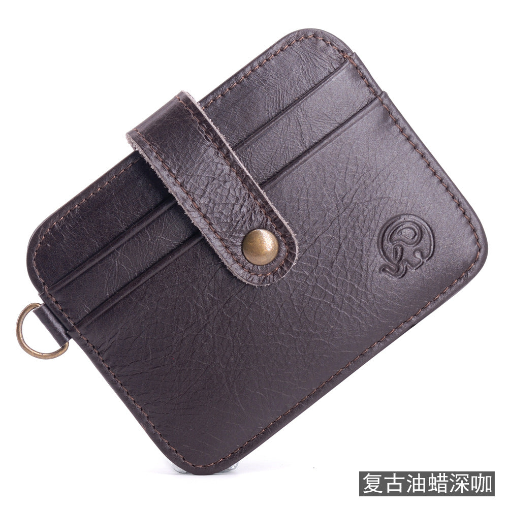 Small round elephant leather driver's license card holder, thin men's wallet/coin purse/short card holder, export style.