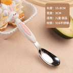 316 Cartoon Ingot Spoon Children's Stainless Steel Spoon Baby Feeding Spoon Cute Animal Spoon