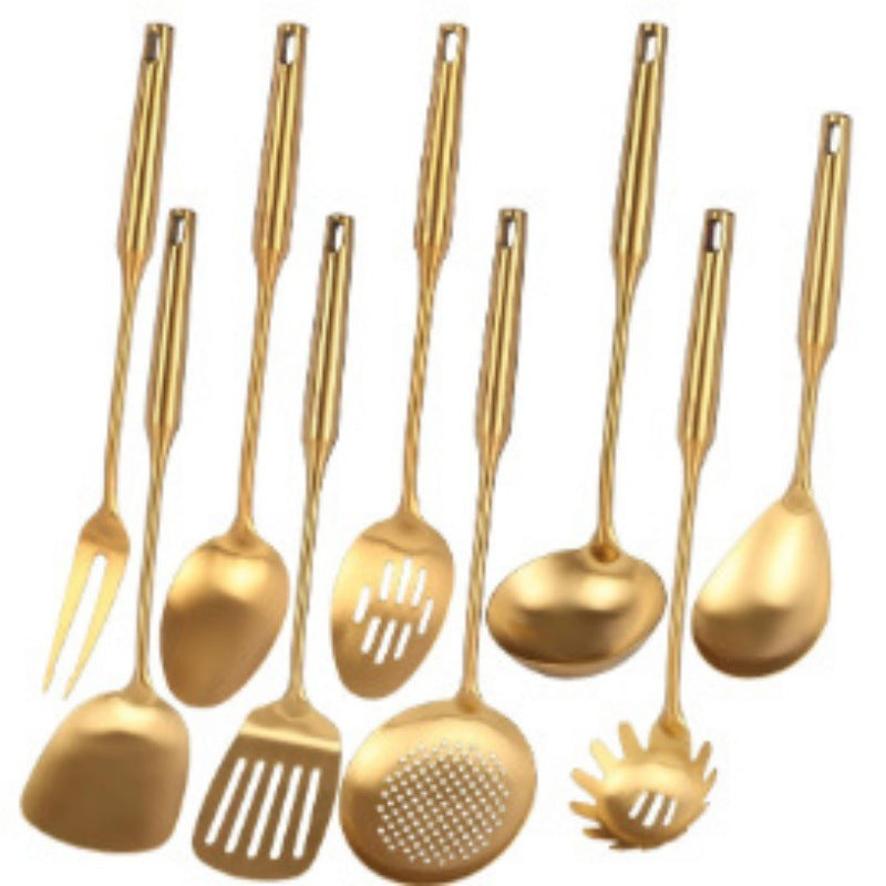 304 Stainless Steel Spatula, Ladle, Kitchen Utensils, Stainless Steel Pot Spatula, Hot Pot Strainer, Kitchen Special, Gold Gift Set