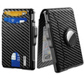 Bi-fold carbon fiber flip wallet, RFID anti-theft, stylish, large-capacity card holder with wallet and card compartment.