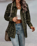 2026 Casual Style Cross-border Women's Clothing Autumn and Winter Fashion Leopard Print Button-down Long-sleeved Jacket
