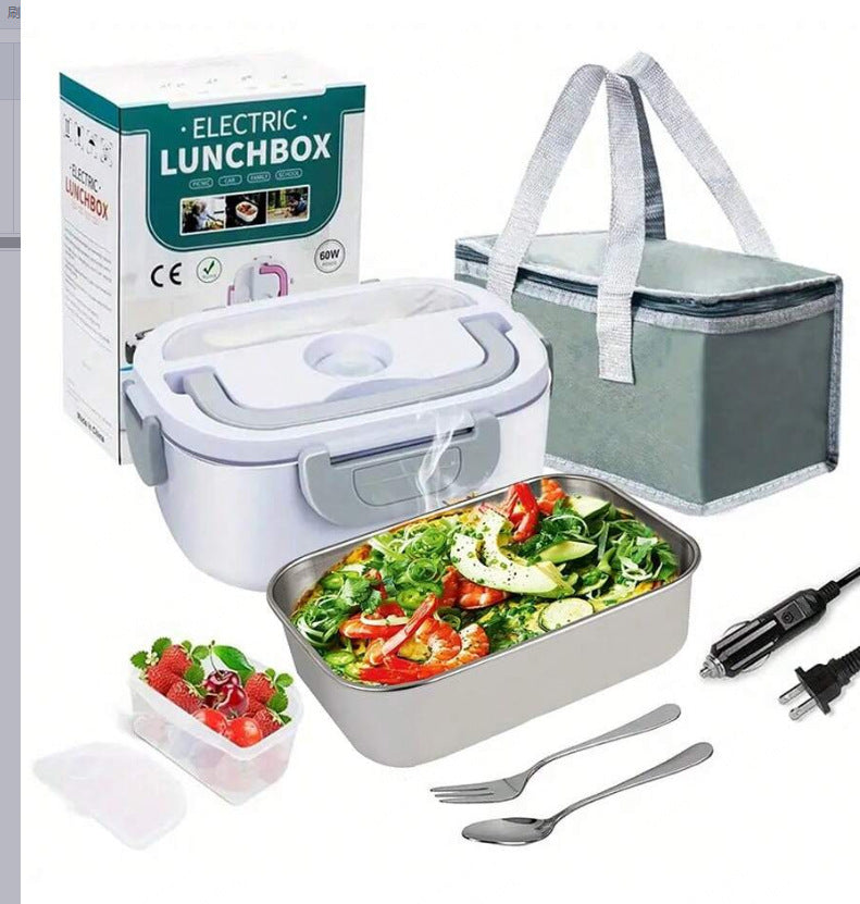 High-power, fast-heating electric lunch box, suitable for both home and car use, stainless steel multi-layer inner liner for insulation.