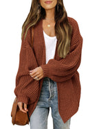 Women's lantern sleeve chunky knit cardigan 2026 autumn and winter new pocket knit sweater women's coat