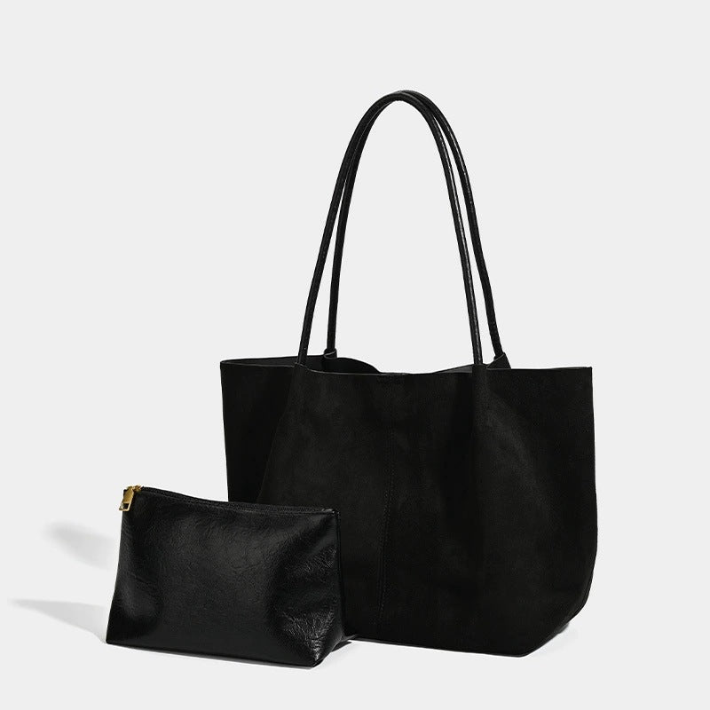 Korean style autumn/winter large capacity retro suede 2026 new casual commuter shoulder bag/handbag/mother and daughter tote bag