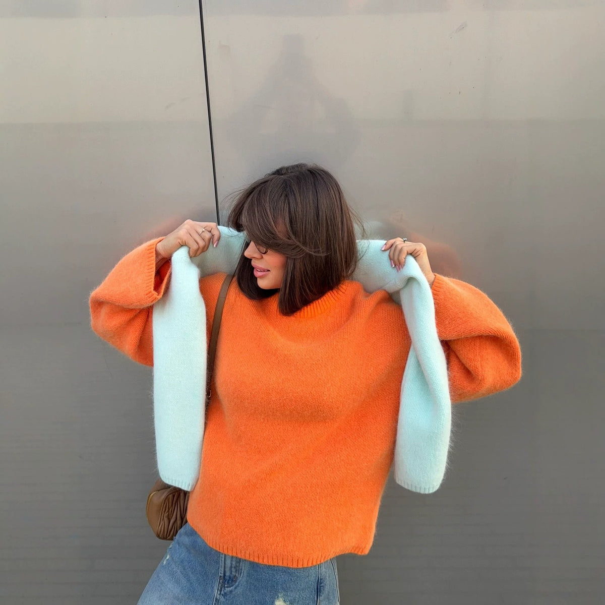 2026 Round Neck Knit Sweater: Loose-fitting, Lantern Sleeve, Long-sleeved, Relaxed Autumn/Winter Casual Pullover Knitwear