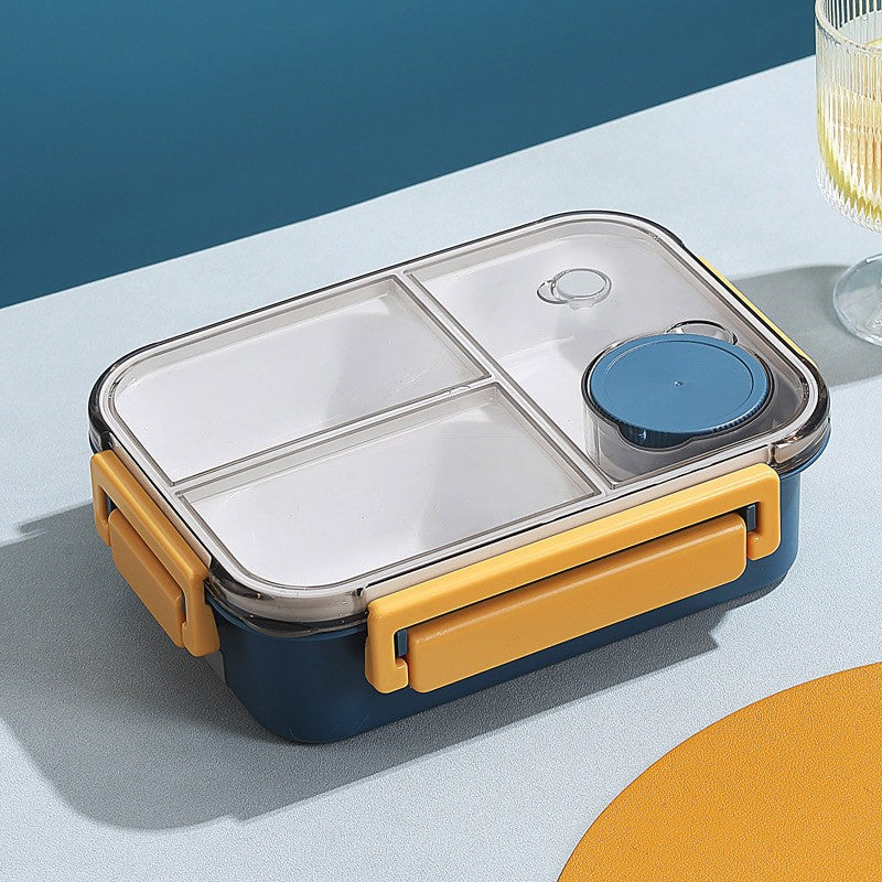 High-quality stainless steel divided lunch box, stylish plastic lunch box for students, salad box, microwaveable bento box for office workers.