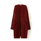 Women's Cross-Border Trade Sweater Coat 2026 Autumn/Winter New Korean Style Loose Cable Knit Solid Color Mid-Length Knit Cardigan