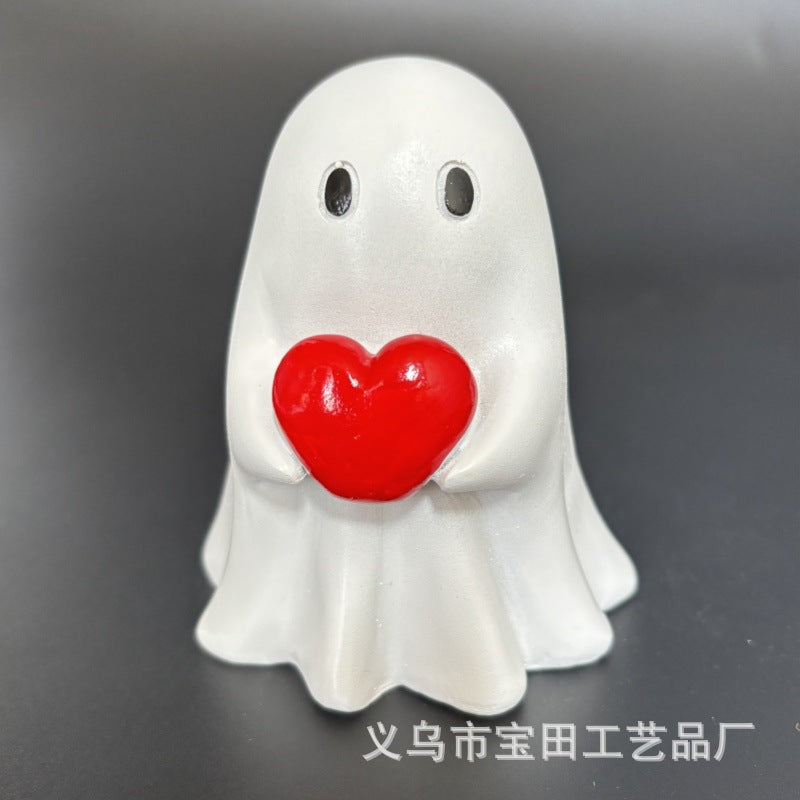 New cross-border Halloween cute white ghost party decoration, courtyard ornament, study desktop decoration, small ornament