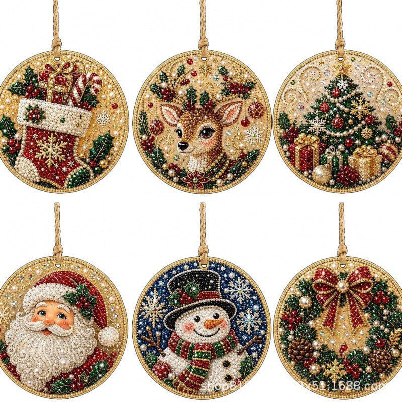 6PCS Christmas Wooden Ornaments
