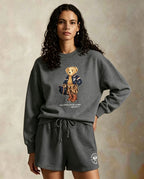2026 Autumn/Winter Cross-Border Classic Cartoon Luggage Bear Print Casual Classic Hoodless Sweatshirt