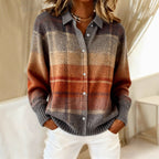2026 New Women's Shirt, Collared Cardigan, Solid Color Knit 3D Print, Christmas Autumn/Winter