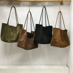 Korean style autumn/winter large capacity retro suede 2026 new casual commuter shoulder bag/handbag/mother and daughter tote bag