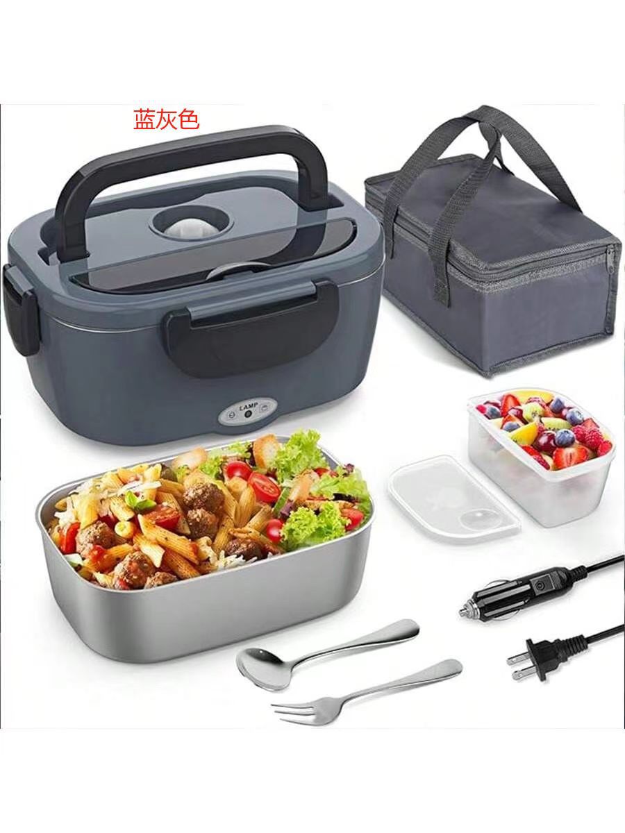 High-power, fast-heating electric lunch box, suitable for both home and car use, stainless steel multi-layer inner liner for insulation.