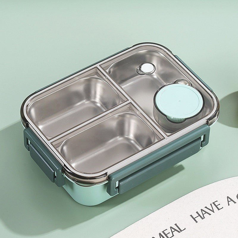 High-quality stainless steel divided lunch box, stylish plastic lunch box for students, salad box, microwaveable bento box for office workers.