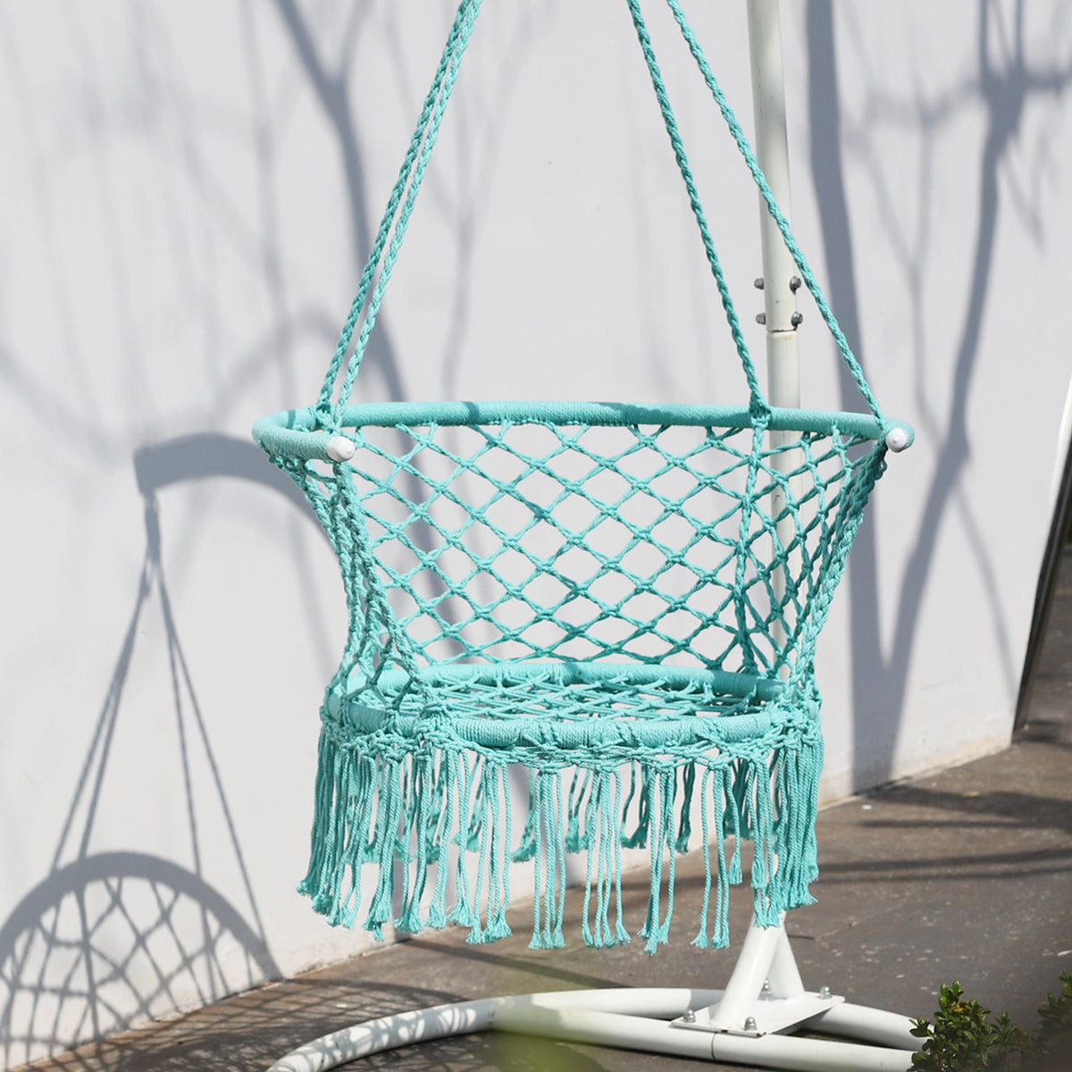 Nordic style tassel hanging chair hand-woven hanging basket cotton rope swing