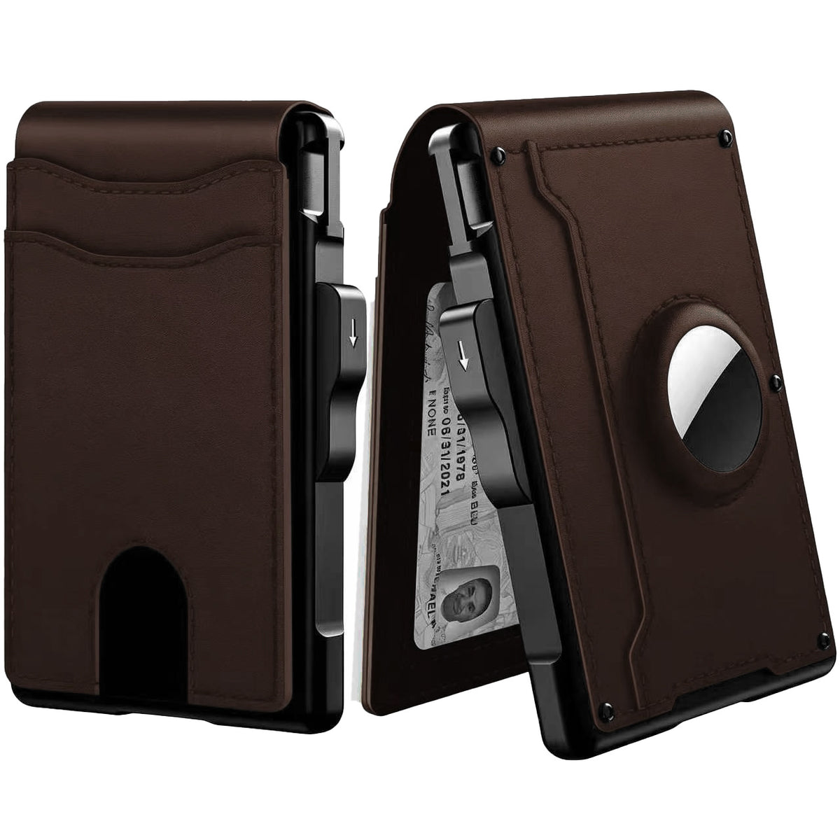 Bi-fold carbon fiber flip wallet, RFID anti-theft, stylish, large-capacity card holder with wallet and card compartment.