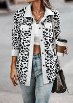 2026 Casual Style Cross-border Women's Clothing Autumn and Winter Fashion Leopard Print Button-down Long-sleeved Jacket